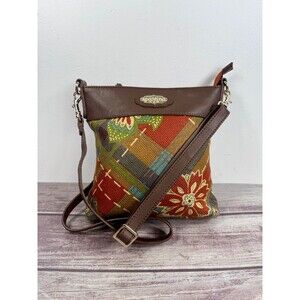 Spartina 449 Daufuskie Island Leather‎ Fabric crossbody bag Boho EXCELLENT